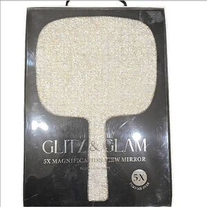 Glitz & Glam 5X Magnification Silver Diamond Diatortion Free Handheld Mirror